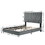 B108 Queen bed Beautiful line stripe cushion headboard, strong wooden slats + metal support feet, Gray Flannelette W130254240