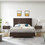 B100S Queen bed with one nightstand, Button designed Headboard,strong wooden slats + metal legs with Electroplate W1302S00027