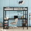 Full Metal Loft Bed with Desk and Shelves, Loft Bed with Ladder and Guardrails, Loft Bed Frame for Bedroom, Black (Pre-sale date: February 9th.) W1307S00018