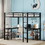 Full Metal Loft Bed with Desk and Shelves, Loft Bed with Ladder and Guardrails, Loft Bed Frame for Bedroom, Black (Pre-sale date: February 9th.) W1307S00018