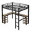 Full Metal Loft Bed with Desk and Shelves, Loft Bed with Ladder and Guardrails, Loft Bed Frame for Bedroom, Black (Pre-sale date: February 9th.) W1307S00018