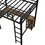 Full Metal Loft Bed with Desk and Shelves, Loft Bed with Ladder and Guardrails, Loft Bed Frame for Bedroom, Black (Pre-sale date: February 9th.) W1307S00018