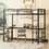 Twin XL Metal Loft Bed with Desk and Shelves, Loft Bed with Ladder and Guardrails, Loft Bed Frame for Bedroom, Black W1307S00026
