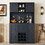 Coffee Bar Cabinet Kitchen Cabinet with Storage, Farmhouse Wine Cabinet with Drawers shelves and cabinets, Buffet Cabinet Wine & Glass Racks for Dining Room, Kitchen, Dark Blue W1307S00038