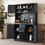 Coffee Bar Cabinet Kitchen Cabinet with Storage, Farmhouse Wine Cabinet with Drawers shelves and cabinets, Buffet Cabinet Wine & Glass Racks for Dining Room, Kitchen, Dark Blue W1307S00038