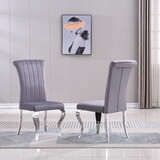 Velvet Dining Chairs Set of 2, Upholstered Accent Armless Chairs with Stripe Backrest W1311112680