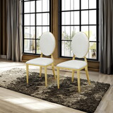 Leatherette Dining Chair Set of 2, Oval Backrest Design and Stainless Steel Legs W1311132140
