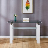 White MDF Console Table, Tempered Glass Top, Modern Foyer Area Table W1311P146042
