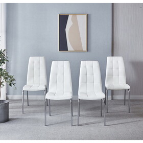 Modern Lattice Design Leatherette Dining Chair with Silver Metal Legs Set of 4 W1311P169687