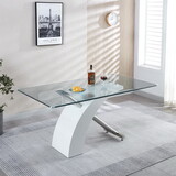 Stylish Dining Room Table, Luxury Glass Top Dining Table, Modern Design for Your House (2 Colors) W1311S00011