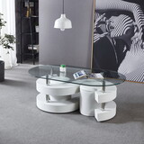 3 Pieces Coffee Table Set, Oval 10mm/0.39