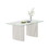 0.39" Thick Tempered Glass Top Dining Table with White Lacquer Double MDF Pillar W1311S00059