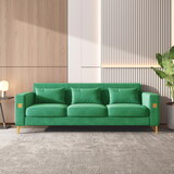 Velvet Sofa with Pillows and Gold Finish Metal Leg for Living Room