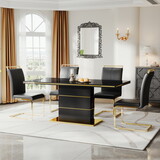 MDF Dining Table,Panel stainless steel polished gold-plated bar, need to hit copper nails,Table Size: 62.99