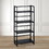 No-Assembly Folding Bookshelf, Storage Shelves 4 Tiers, Stand Storage Rack Shelves Bookcase for Home Office - Full Black W1314120225