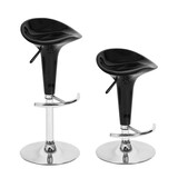 Set of 2 Swivel Bar Stools, Adjustable Height Bar Chairs with Metal Footrest - Black W1314130132