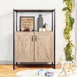 Rustic Wooden Storage Accent Cabinet with Shelves W131453020