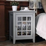 Bedroom Small Bedside Table/Night Stand with Open Door Storage Compartments, Grey W131454644