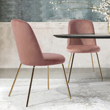 Upholstered Dining Chair Set of 2 with Gold Legs - Rose W131457262