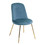 Modern Upholstered Dining Chair Set of 2 with Gold Legs - Blue W131457263