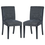 Upholstered Dining Chairs Set of 2 Dining Chairs with Solid Wood Legs, Dark Blue W131457272