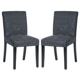 Upholstered Dining Chairs Set of 2 Dining Chairs with Solid Wood Legs, Dark Blue W131457272