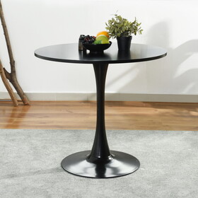 Modern 31.5" Dining Table with Round Top and Pedestal Base in bLack color W131449234
