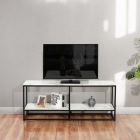 59.8" TV Stand for TV up to 65 inches with Storage Tier, Marble & Black W131470710