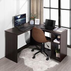 39.4" W x 47.2" D Corner Computer Desk L-Shaped Home Office Workstation Writing Study Table with 2 Storage Shelves and Hutches