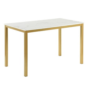 46.8" Dining Table - Marble Color Table Top with Golden Leg