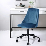 Velvet Upholstered Task Chair/ Home Office Chair - Blue