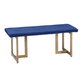 Set of 1 Upholstered Velvet Bench 44.5" W x 15" D x 18.5" H,Golden Powder Coating Legs - BLUE