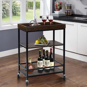 Retro Kitchen Serving Cart and Islands, Rolling Cart with Storage, Bar Carts Serving Tray W131471390