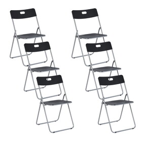 6pcs Plastic Folding Chairs Comfortable Event Chairs Modern Party Chairs Lightweight Durable Foldable Chair for Home Office Outdoor Indoor, Black W1314128003