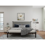 Metal Platform Bed Frame with Headboard Backrest by Reversible Linen(Gray or Black Color), King Size, No Box Spring Needed W1316P163404