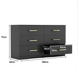 Black color Large 6 drawers chest of drawer dressers table with golden handle W1320110987