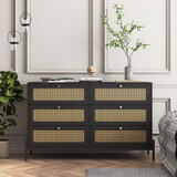 Rattan 6-drawer storage cabinet, rattan dresser cabinet, suitable for bedroom, living room W1321132577