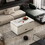 Modern Lift-Up Coffee Table with 4 Stools Set for Living Room Expandable 1 Hidden Storage + 2 Drawers Space Saving Folding Dining Table W1321S00014