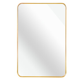 Gold 24"x32" Rectangular Bathroom Wall Mirror