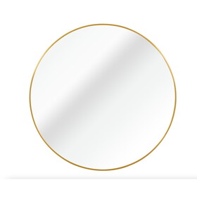 Gold 39 inch Metal Round Bathroom Mirror W1327137960