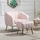 Velvet Accent Chair, Modern Barrel Chair with Ottoman, Arm Pub Chair for Living Room/Bedroom/Nail Salon, Blush Pink, Golden Finished, Suitable for Small Spaces W133354291