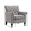 Mid-Century Modern Accent Chair, Linen Armchair w/Tufted Back/Wood Legs, Upholstered Lounge Arm Chair Single Sofa for Living Room Bedroom, Light grey W133355313