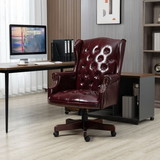 Executive Office Chair - High Back Reclining Comfortable Desk Chair - Ergonomic Design - Thick Padded Seat and Backrest - PU Leather Desk Chair with Smooth Glide Caster Wheels, 1 Pack Burgundy