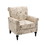 Mid-Century Modern Accent Chair, Linen Armchair w/Tufted Back/Wood Legs, Upholstered Lounge Arm Chair Single Sofa for Living Room Bedroom, Beige W133360443