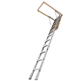 Household Aluminum Alloy Manual Lifting Attic Ladder Folding Loft Stairs 7-10ft W1343137360