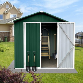 Outdoor storage sheds 4FTx6FT Apex roof Green+White W1350112697