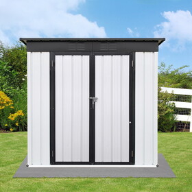Outdoor storage sheds 4FTx6FT Pent roof White+Black W1350127885
