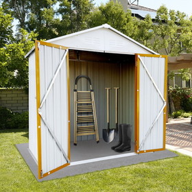 Outdoor storage sheds 4FTx6FT Apex roof White+Yellow W135057439