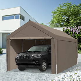 Carport, 10X20 Heavy Duty Portable Carport Garage Tent for Outdoor Storage Shelter khaki