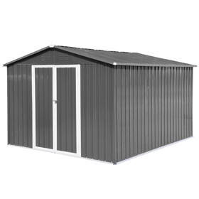 Metal garden sheds 10ftx8ft outdoor storage sheds Grey W1350S00016